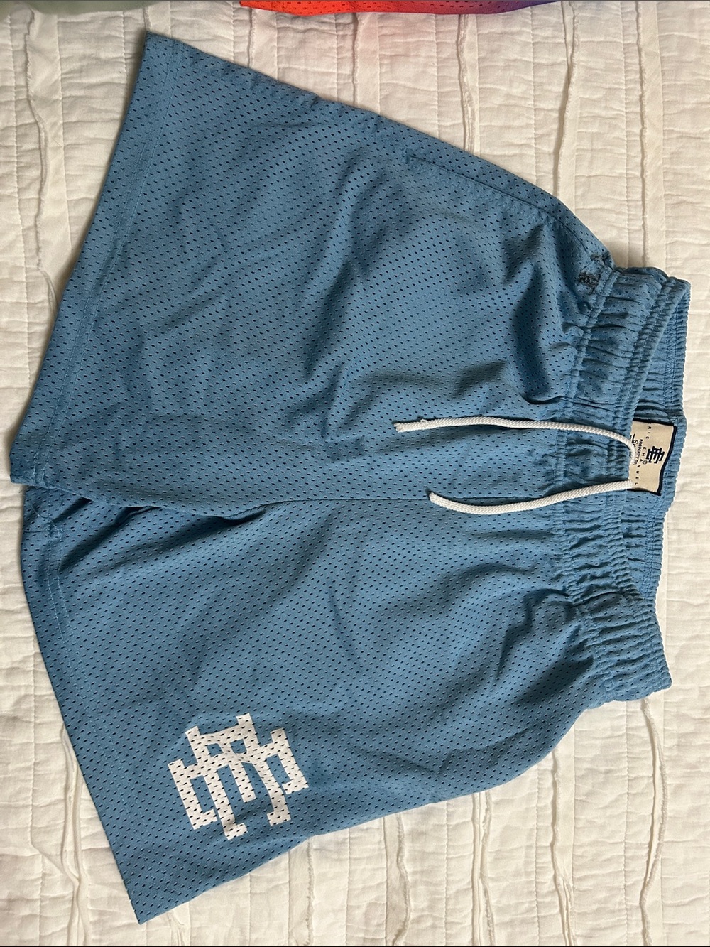 Authentic Eric Emanuel Light Blue Men's Athletic Mesh Shorts with Drawstring